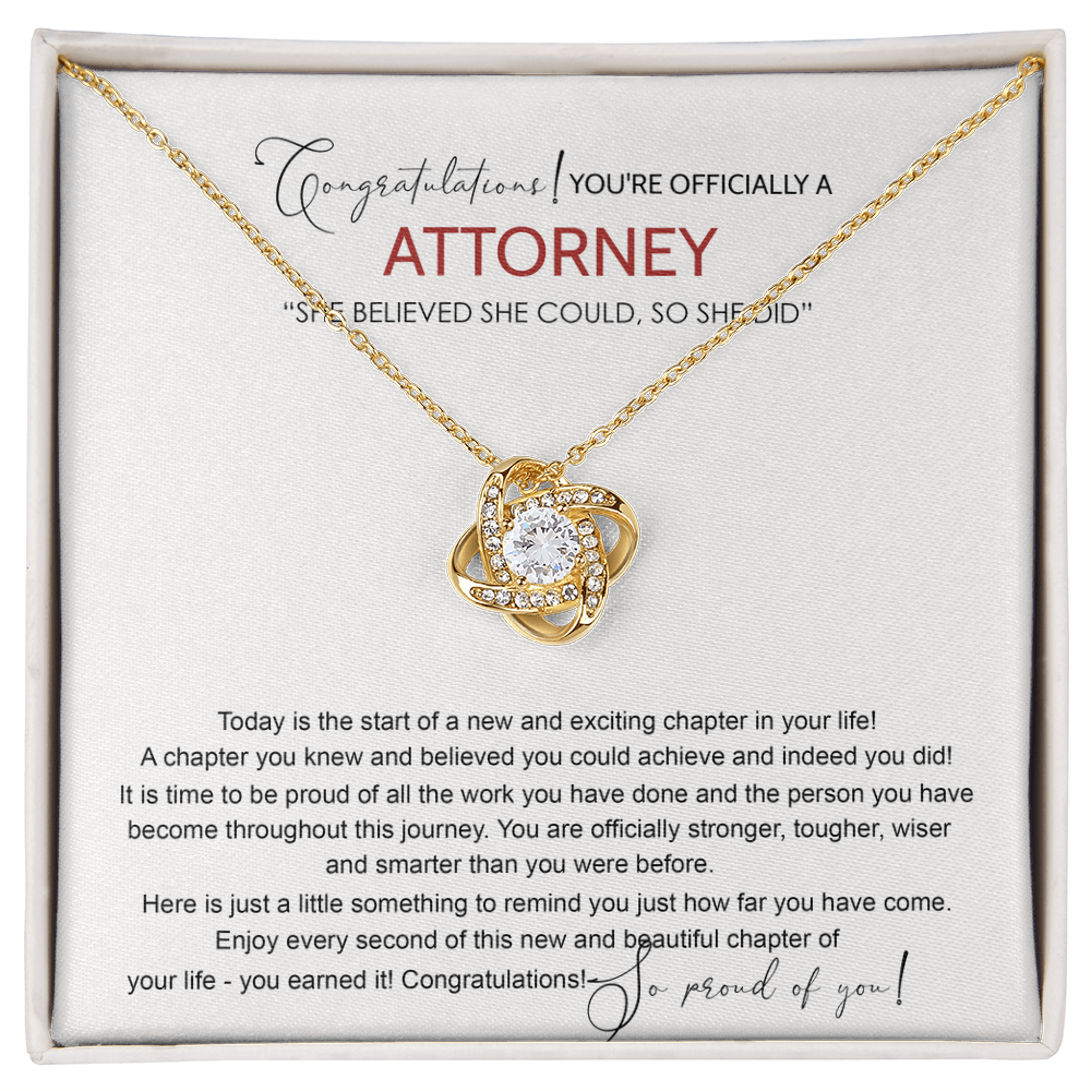 Attorney Graduation Gift Necklace Doctoral Degree, JD Graduation Gift, Law Student Gift, New Attorney Necklace Graduation Congrats Graduation Love Knot Necklace Gift For Daughter Granddaughter, Niece