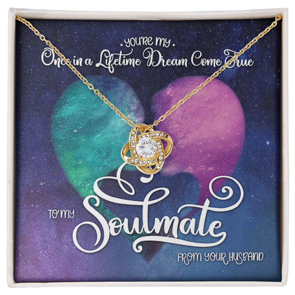 To My Soulmate Love Knot Necklace From Husband To Wife, Girlfriend, Soulmate Gift Love Knot Pendant On Valentines Day Christmas Necklace for Her Romantic Lifetime Dream Jewelry Gift For Women