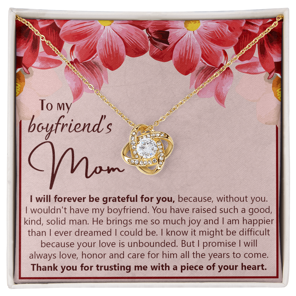 To My Boyfriend's Mom Necklace From Girlfriend Mom, Boyfriends Mom Love Knot Necklace, Boyfriend's Mom Gift Necklace, Boyfriend's Mom Gifts Necklace On Mother's Day, Xmas Present Jewelry For Women