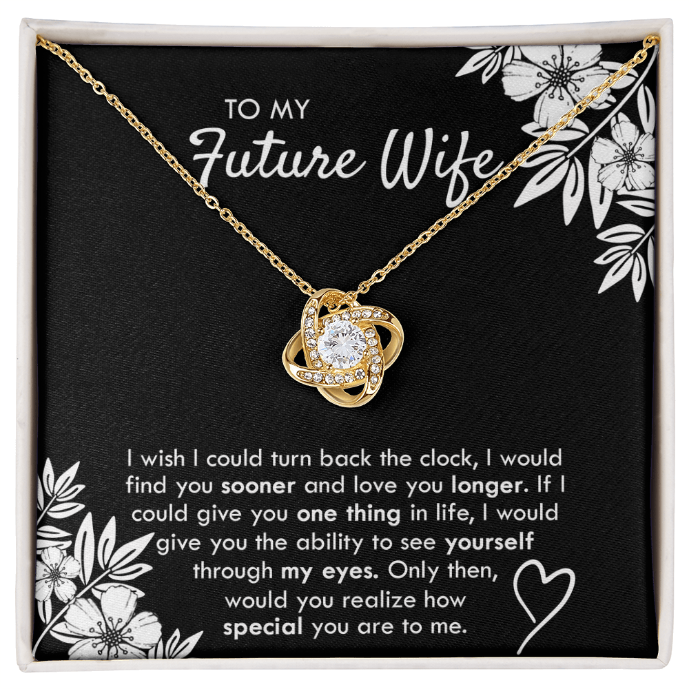 To My Future Wife Necklace From Husband, Necklace with Message Card and Gift Box For Wife, Future Wife Gift Necklace, Husband To Wife Gift Love Knot Pendant Gift From Men, Jewelry Gift For Women