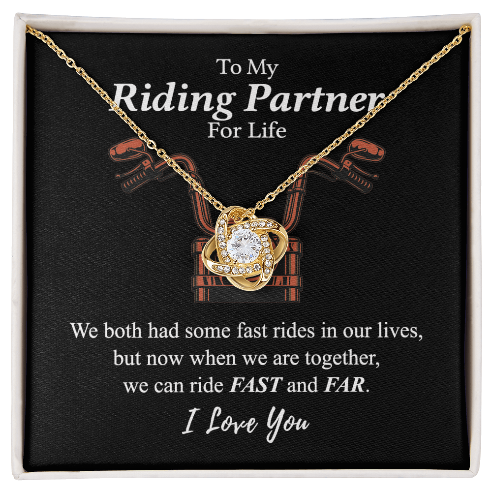 Gift Necklace For Motorcycle Wife, Love Knot Necklace Gift For Biker My Riding Partner For Life, Let's Ride Fast And Far Necklace, Necklace Pendant On Birthday Xmas Graduation Jewelry Gift For Women