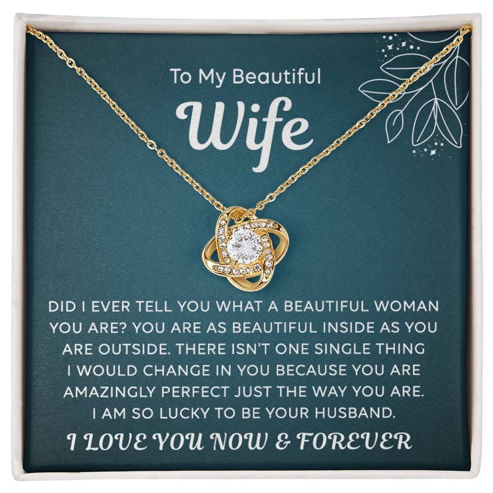 Wife Gift Necklace, To My Beautiful Wife Necklace From Husband, Wife Love Knot Necklace From Husband, Jewelry Gift For Women, Beautiful Women, Badass Wife Gift Necklace, Soulmate Gift Necklace