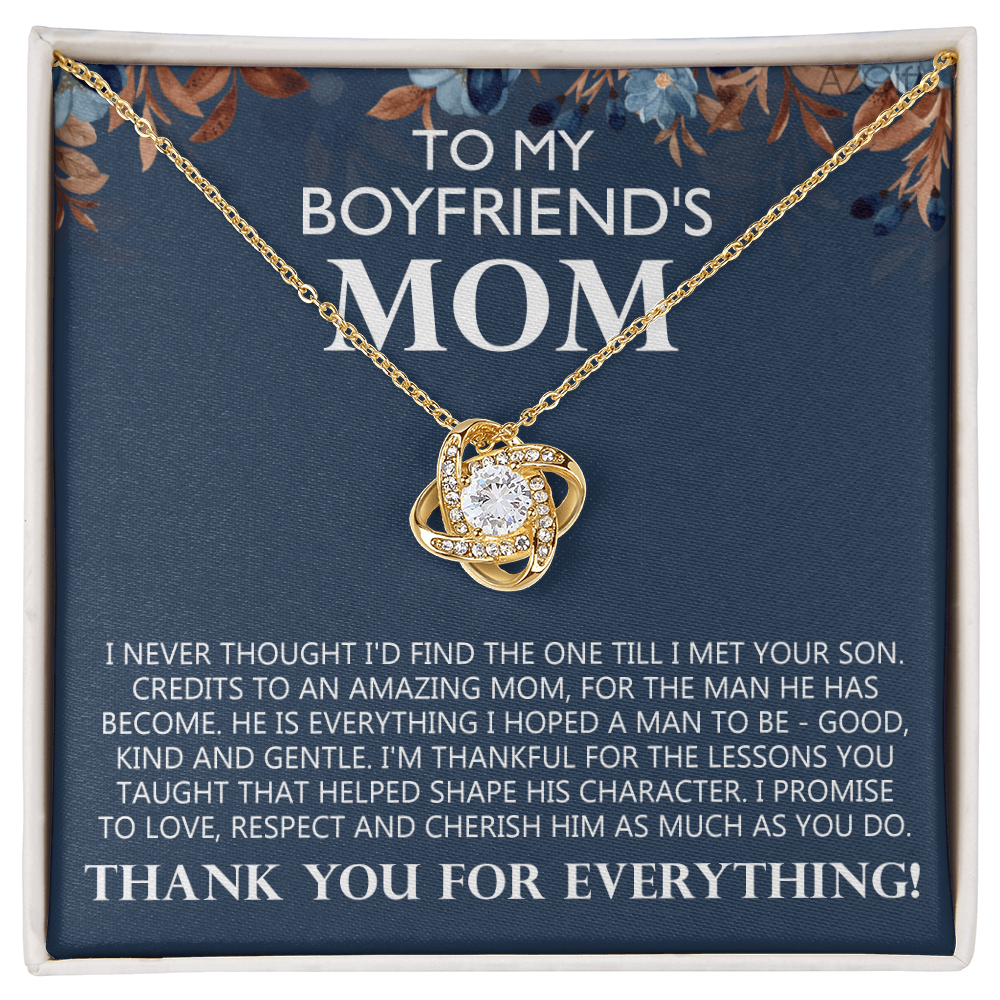 Boyfriend's Mom Gift Necklace, To My Boyfriends Mom Necklace From Girlfriends, Love Knot Necklace Gift For Boyfriends Mom, Jewelry For Boyfriend's Mom, Mothers Day Necklace For Boyfriends Mom