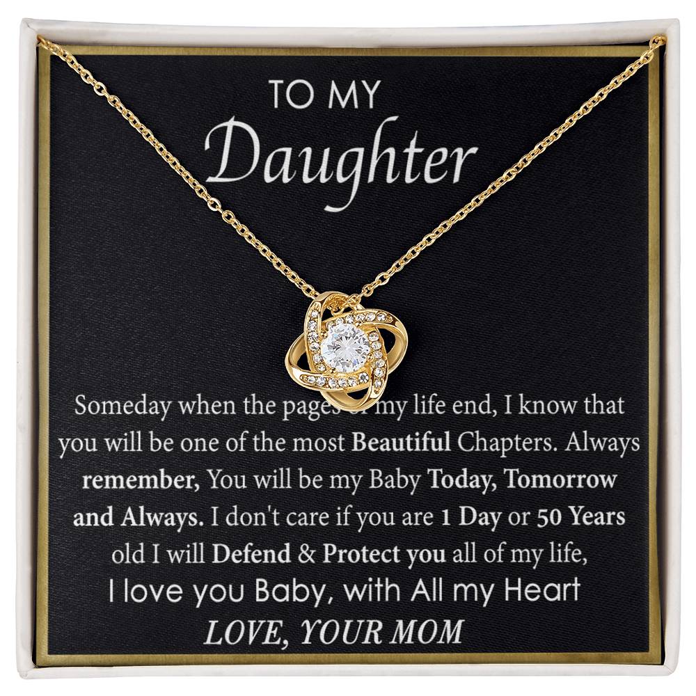 To My Daughter Love Knot Necklace From Mom, Mother Daughter Gift Necklace, To Daughter Pendant Gift From Mom, Little Girl Necklace Pendant I Love You Baby Love Knot Jewelry Gift For Girls