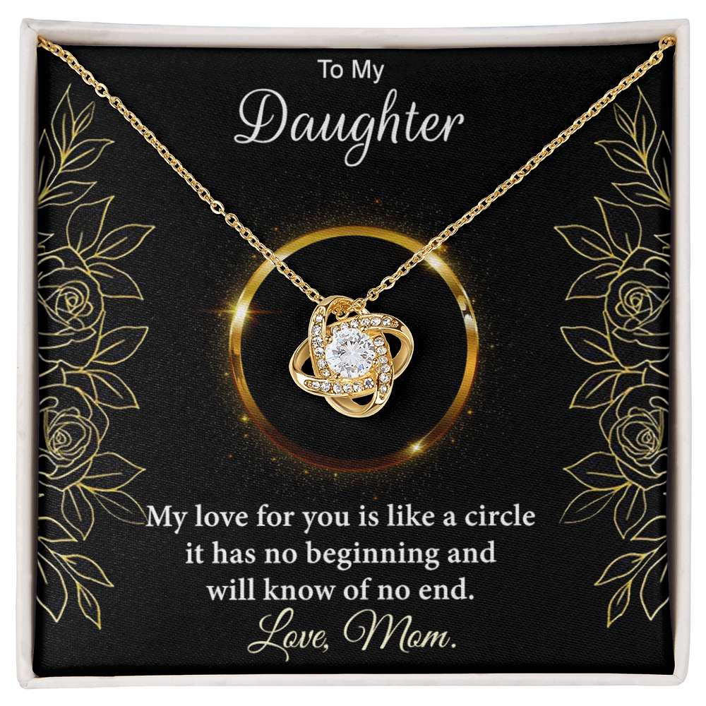 Personalized Gift Necklace For Daughter, Custom Card Gift For Daughter, To My Daughter Love Knot Necklace Gift From Mom, My Love For You Necklace, Love Knot Jewelry Gift For Daughter Birthday