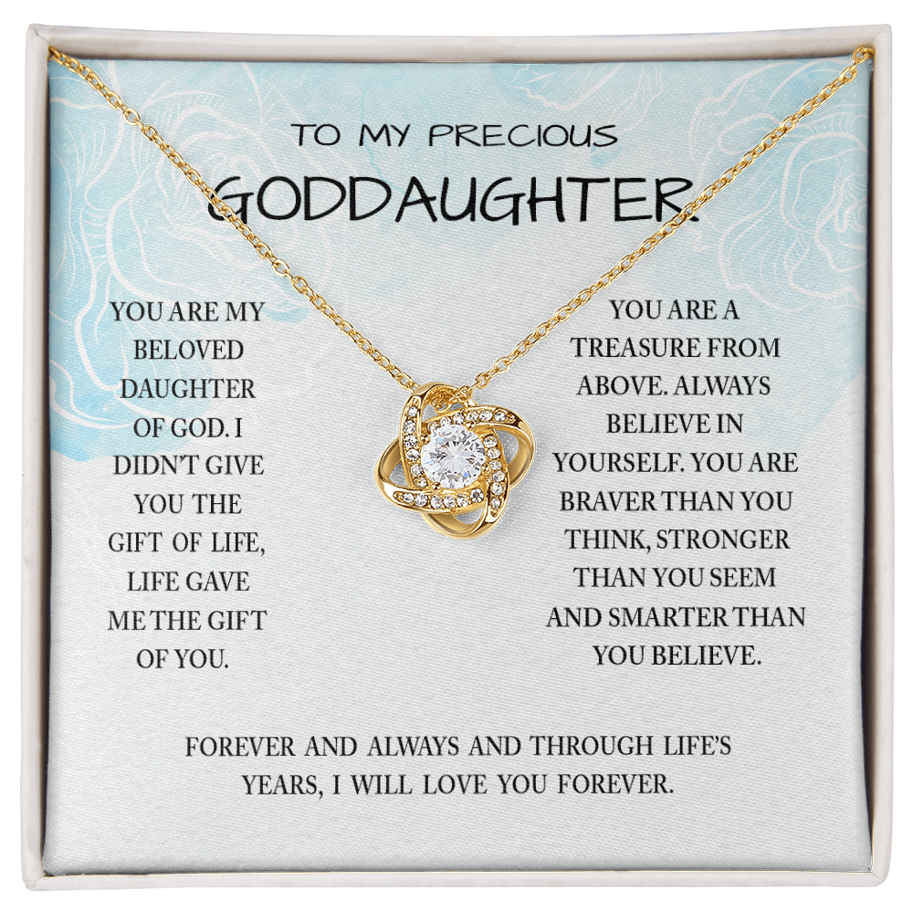 To My Preccious Goddaughter Necklace From Grandma And Grandpa, To Goddaughter Love Knot Necklace, Gift Necklace To Goddaughter, You Are My Beloved Daughter Of God Necklace Gift For Girls, Daughter