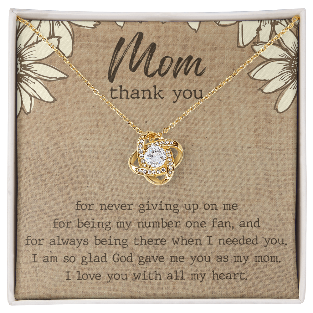 Thank You Gift necklace For Mom, To My Mom Love Knot Necklace Gift From Daughter, Jewelry Gift For Women, Mother Daughter Gift Necklace For Bonus Mom Gift Necklace Second Mom New Mom Gift Necklace