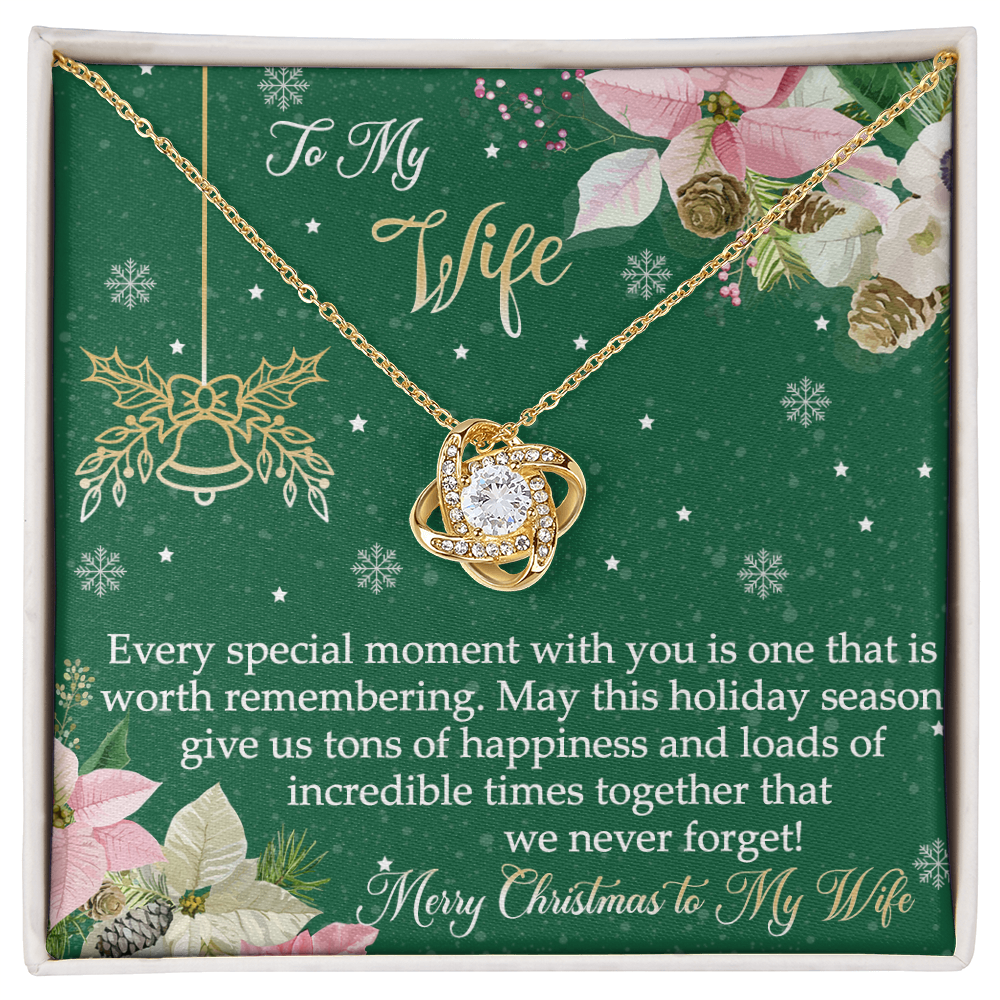 The Love Knot Gift For Wife, To My Wife Merry Christmas Necklace From Husband, Jewelry Gift For Women, Husband To Wife Love Knot Pendant, Merry Christmas To My Wife Gift Necklace On Christmas