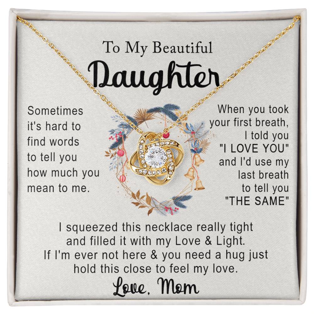 Personalized Necklace With Message Card And Box, Jewelry Custom Card For Daughter, To My Beautiful Daughter Necklace From Mom, Mother To Daughter Pendant From Mom Jewelry Gift For Girls