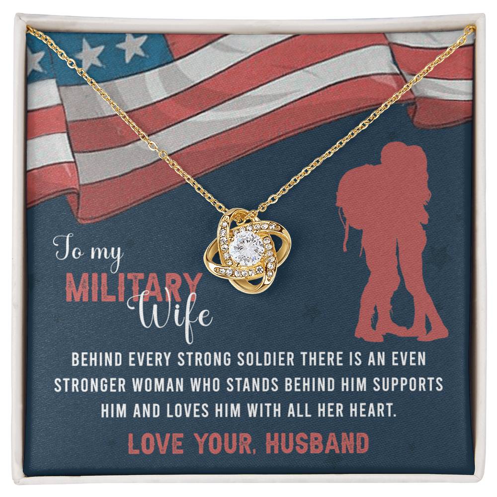 To My Military Wife Necklace From Husband Love Knot Military Necklace Gift For Wife Husband To Wife Love Knot Pendant For Wife Military Jewelry Gift For Women Army Gift Necklace Military Pendant