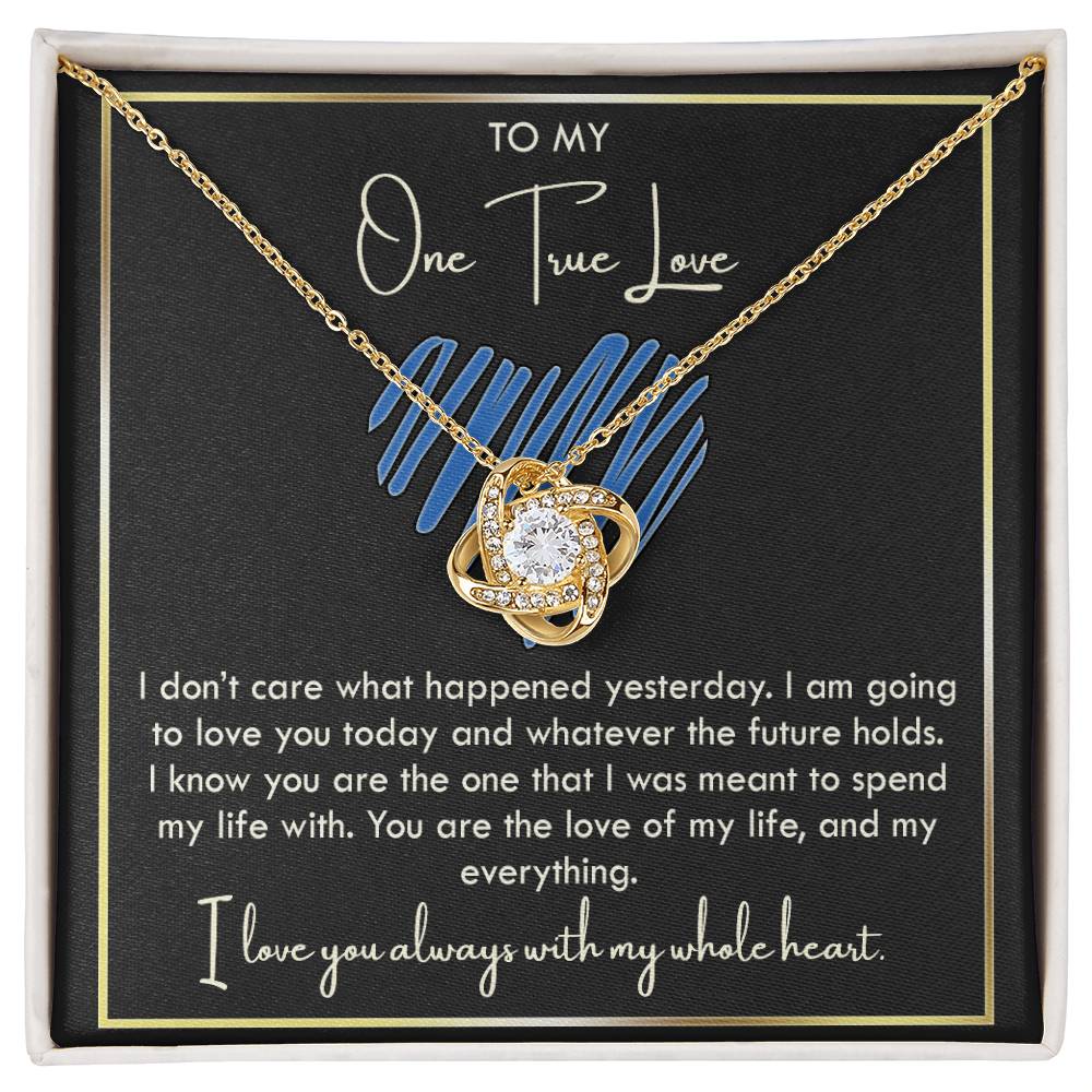 To My Girlfriend Necklace From Boyfriend, Husband, To My One True Love Knot Necklace With Message Card, Gift Necklace For Soulmate, Wife On Valentine s Day Gift For Wife, Soulmate Birthday Gift