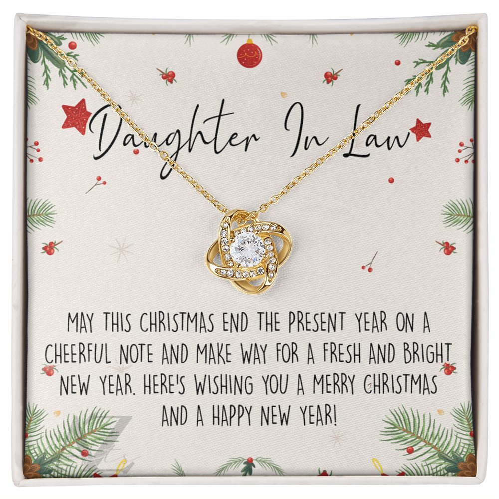 Christmas Jewelry For Girls, Daughter in Law Gift Necklace, Jewelry Gift for Daughter in Law Gift from Mother in Law, Daughter in Law Xmas Love Knot Necklace Holiday Gift From In Law