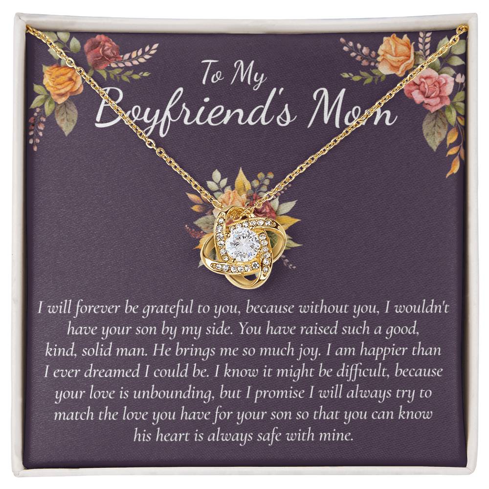 To My Boyfriends Mom Necklace From Girlfriend, Gifts Necklace for Boyfriend's Mom, Thank You Gift Necklace For Boyfriend's Mom, Boyfriends Mom Love Knot Necklace For Her, On Mothers Day, Christmas
