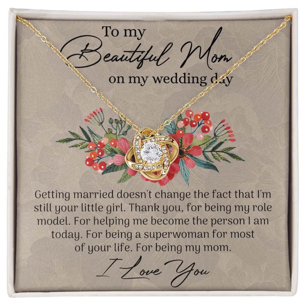 To My Beautiful Mom Necklace, Mom Wedding Gift Necklace from Bride, To My Beautiful Mom On My Wedding Day Necklace Mother of the Bride Gift Necklace Wedding Gift Necklace for Mom, Bride to Mom Gift