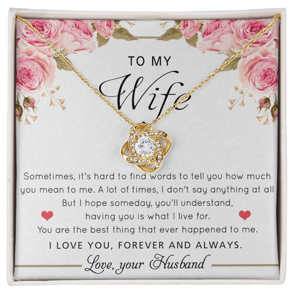 Gift Necklace For Wife, To My Wife Love Knot Necklace From Husband, Valentines Day Necklace Gift For Wife, Soulmate Gift Necklace Personalized Gift Jewelry Custom Romantic Gift Necklace For Wife