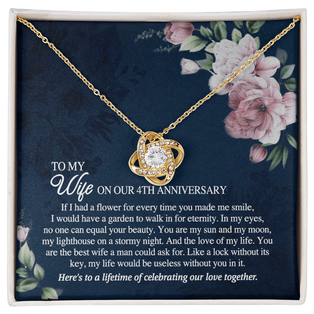 4th Anniversary Necklace Gift For Wife, 4TH Necklace Gift For Wife, Anniversary Necklace Gift For Wife, Soulmate Gift Necklace, To My Wife On Our 4th Anniversary Love Knot Necklace From Husband
