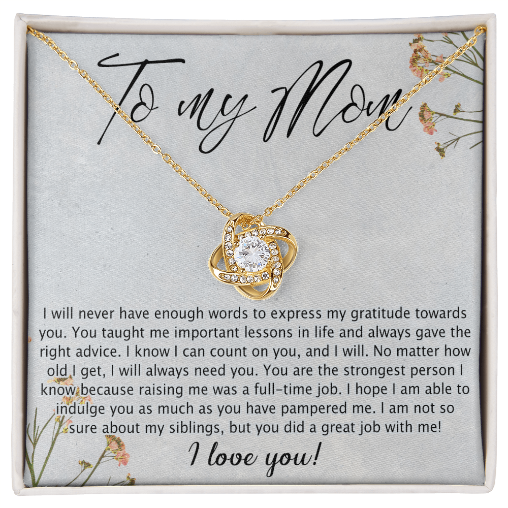 Mom Gift Necklace, To My Mom Love Knot Necklace Gift From Daughter Son Gift For Mom, Mother And Daughter Gift Necklace Personalized Gift Necklace For Mom Pendant, Love Knot Necklace Gift For Women