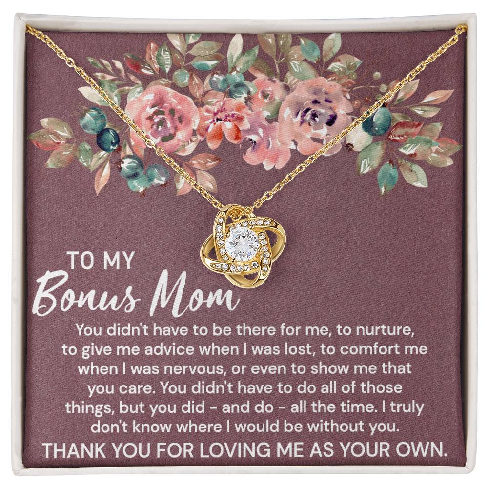 To My Bonus Mom Necklace From Bonus Daughter, Bonus Mom Gift Necklace, Bonus Mother Jewelry For Women, Thank You For Loving Me As Your Own Necklace Gift For Mom On Mothers Day, Anniversary, Birthday