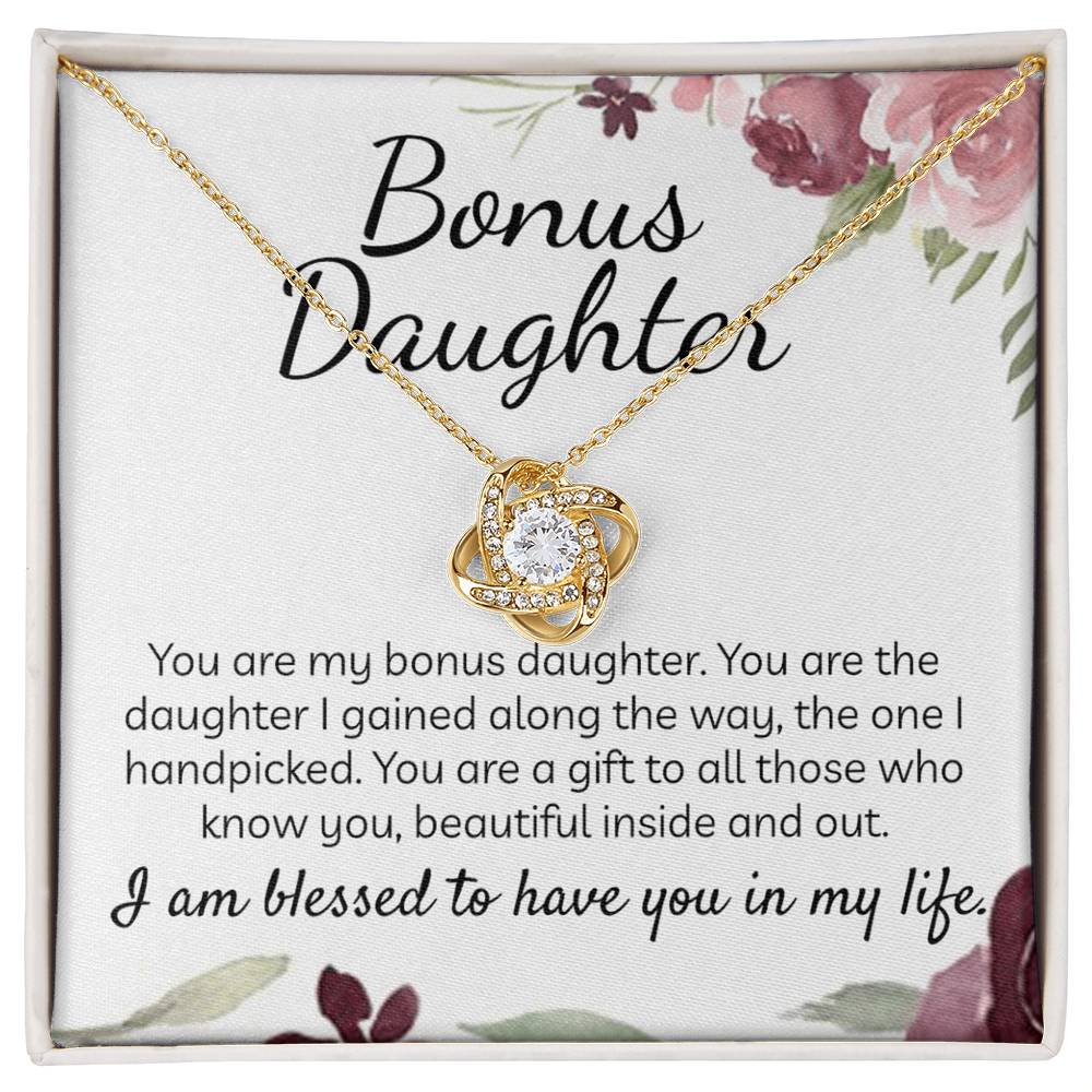 Bonus Daughter Gift Necklace - Stepdaughter Gifts From Stepmom, Adopted Daughter Necklace From Unbiological Mom, Bonus Daughter And Bonus Mom, To My Stepdaughter Necklace Jewelry Gift For Girls