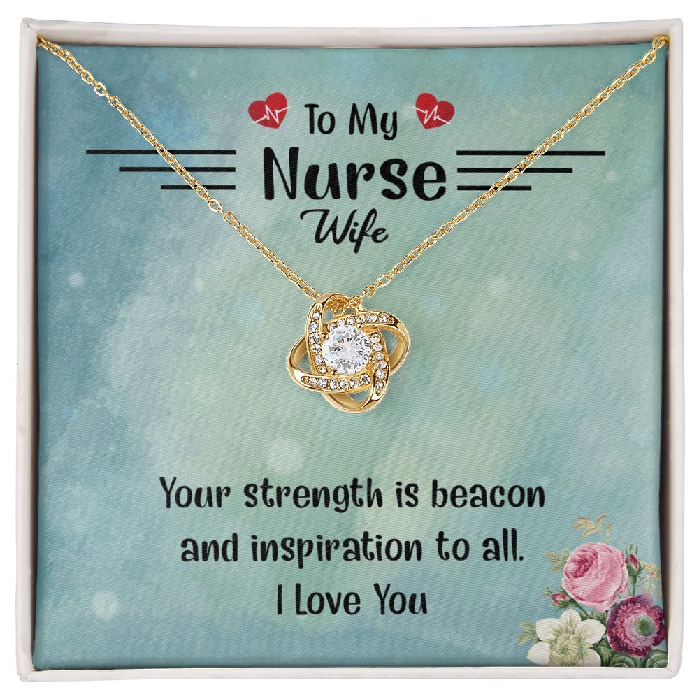 To My Nurse Wife Necklace From Husband, Strength Is Beacon Necklace Husband And Wife Love Knot Pendant, Nurse Wife Gift Necklace, Nurse Wife Jewelry Gift For Women, Nurse Soulmate Gift Necklace