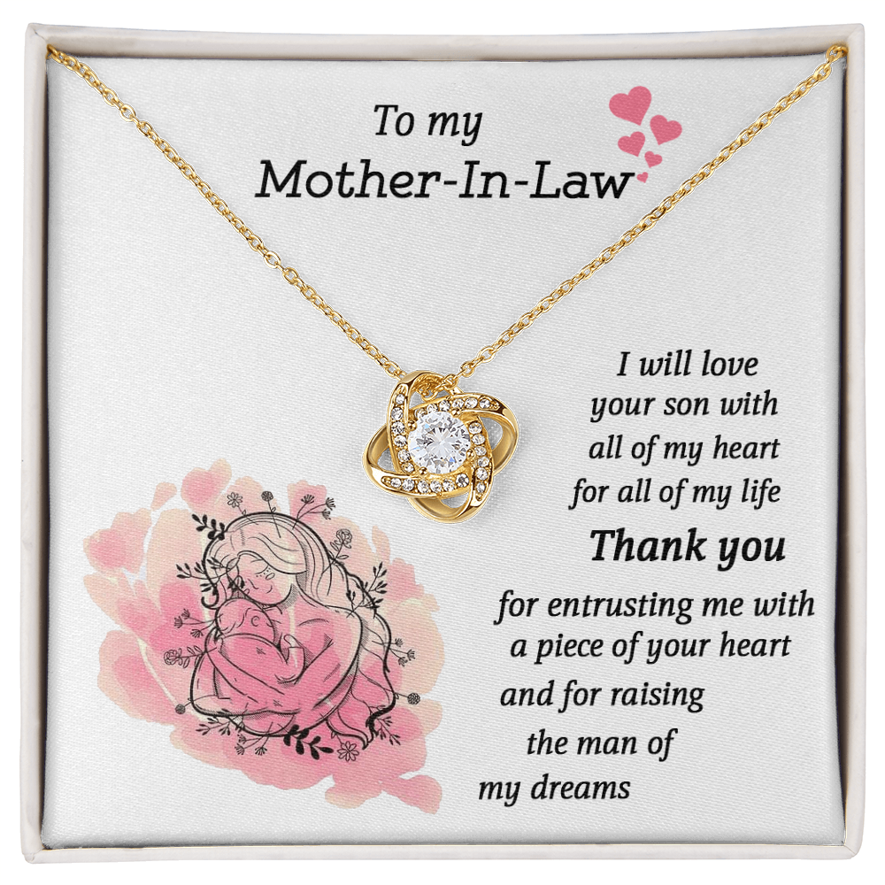 To My Mother-In-Law Love Knot Necklace From Son, I Will Love Your Son With All My Hear