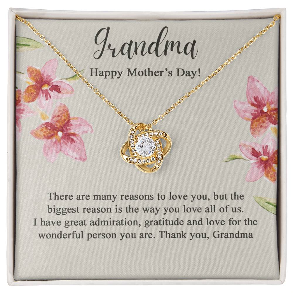 Grandma Gift Necklace - To My Grandma Love Knot Necklace from Granddaughter, Happy Mother's Day Necklace - Jewelry Gifts for Grandmother, Mimi, Gigi, Grammy on Mothers Day, Birthday, Christmas