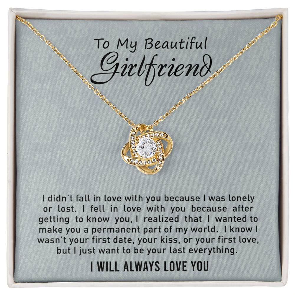 To My Beautiful Girlfriend Love Knot Necklace From Boyfriend, Husband, Girlfriend Gift Necklace - Love Knot Pendant Gift For Beautiful Girlfriend, Soulmate Gift Necklace To Girlfriend From Boyfriend