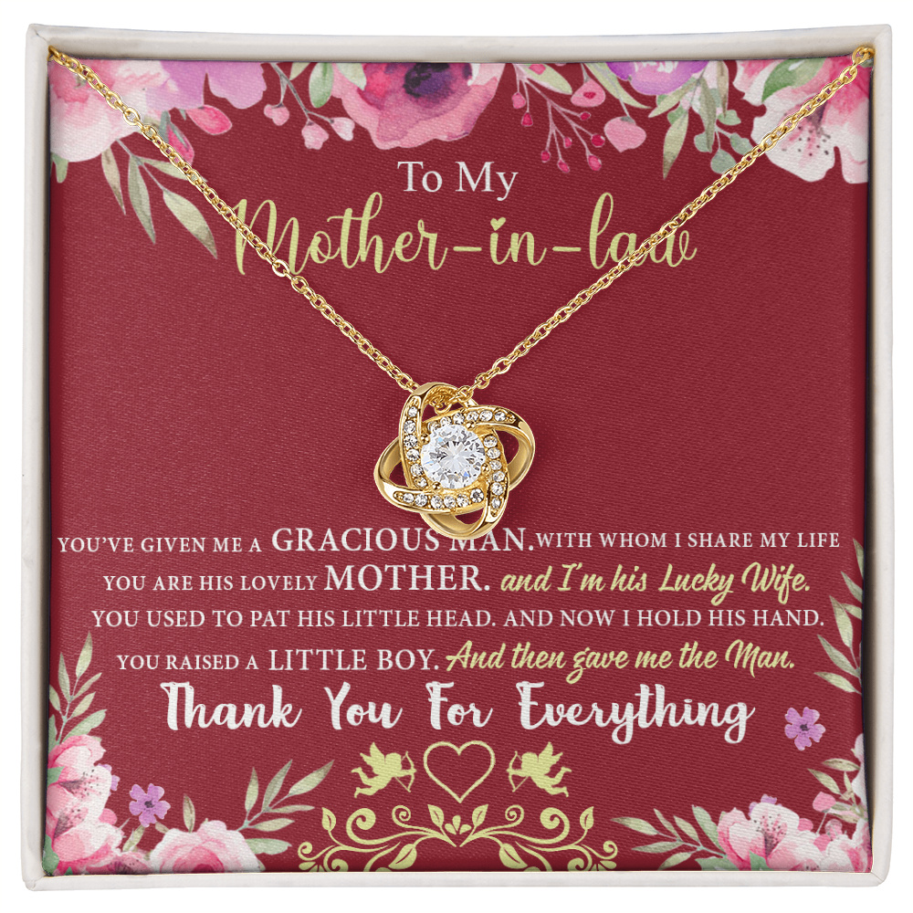 Gift For Mother In Law Necklace, To My Mother In Law Gift Necklace, Mom Love Knot Necklace, Gift To Mother In Law Necklace For Beautiful Mom Jewelry, Mother In Law Beautiful Mom Jewelry For Women