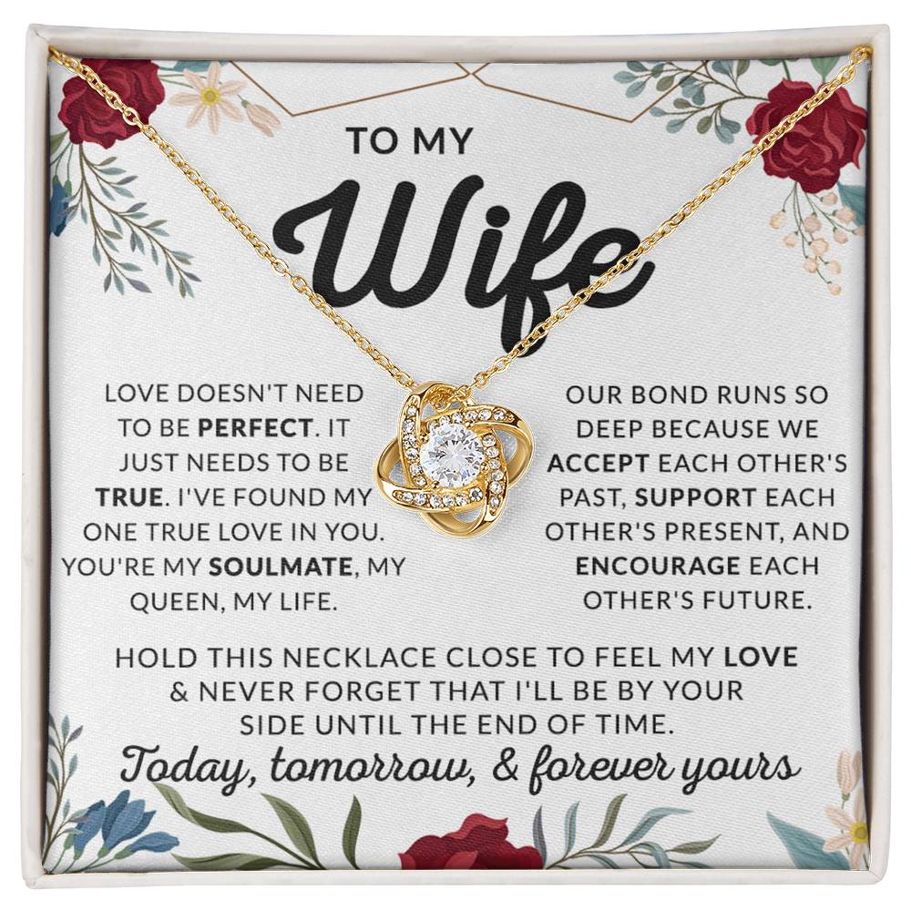 Wife Necklace Gift From Husband, To My Wife Love Knot Pendant Valentines Day Anniversary Jewelry with Message Card and Gift Box Gift for Wife Necklace Gift Set for Wife, Jewelry Gift For Women