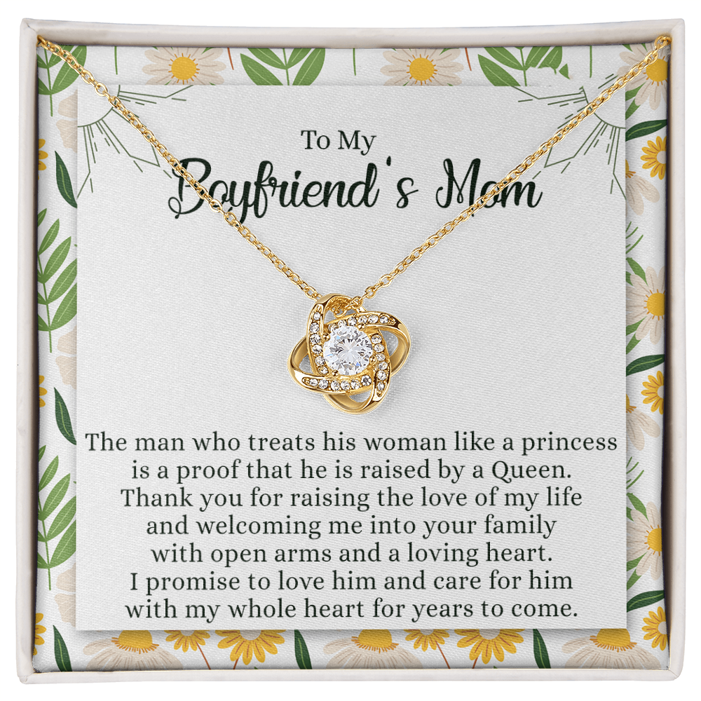 To My Boyfriend's Mom Necklace From Girlfriend Mom Gift Necklace For Boyfriend's Mom, Love Knot Pendant Gift for Bf Mom, Jewelry For Mom On Mothers Day, Birthday, Presents for Mom Necklace for Women
