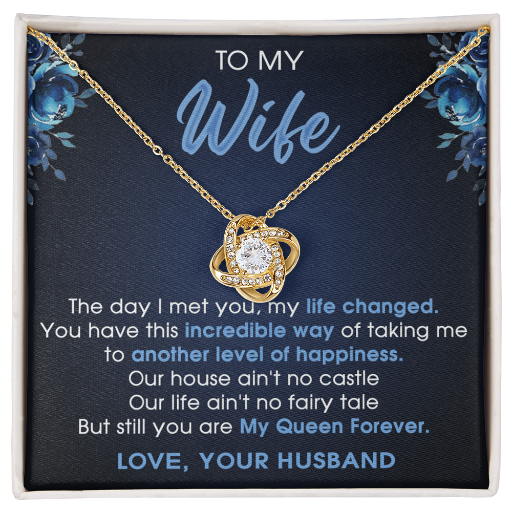 To My Wife Necklace From Husband Pendant Gift For Wife, Wife Gift Necklace, Husband To Wife Gift Love Knot Pendant From Men Jewelry Gift For Women, Soulmate Gift Necklace My Queen Forever Necklace