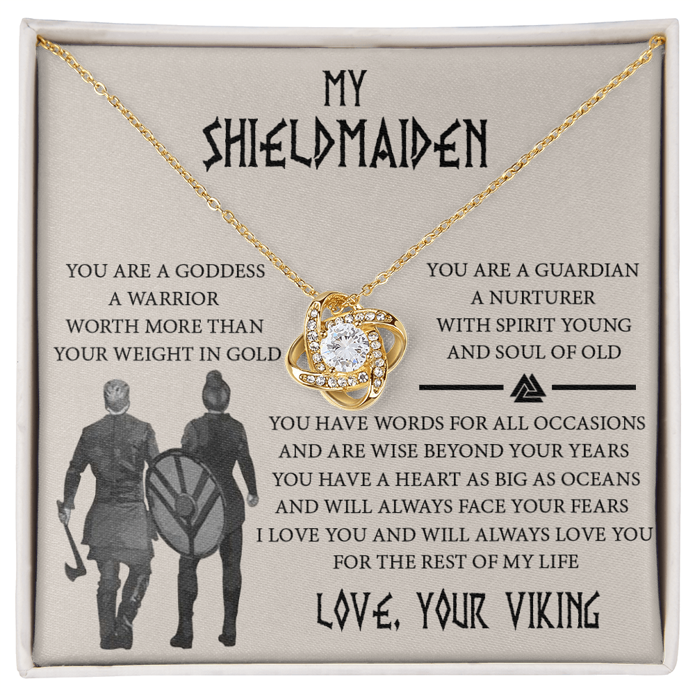 Shieldmaiden Gift Necklace, Viking Jewelry For Women, Love Knot Necklace Gifts For Her, Wife, Future-Wife, Soulmate, Girlfriends, Fiance From Him Husband, On Mother's Day, Birthday, Anniversary