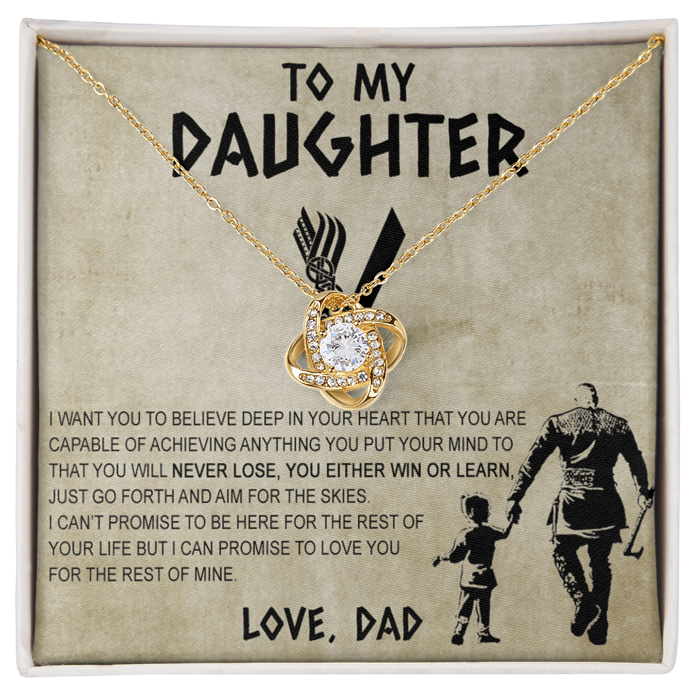 Father To Daughter Gifts Necklace From Dad, Father Daughter Viking Necklace, To My Daughter Necklace From Daddy On Graduation Gift, Birthday, Anniversary, Christmas For Badass Beautiful Girls