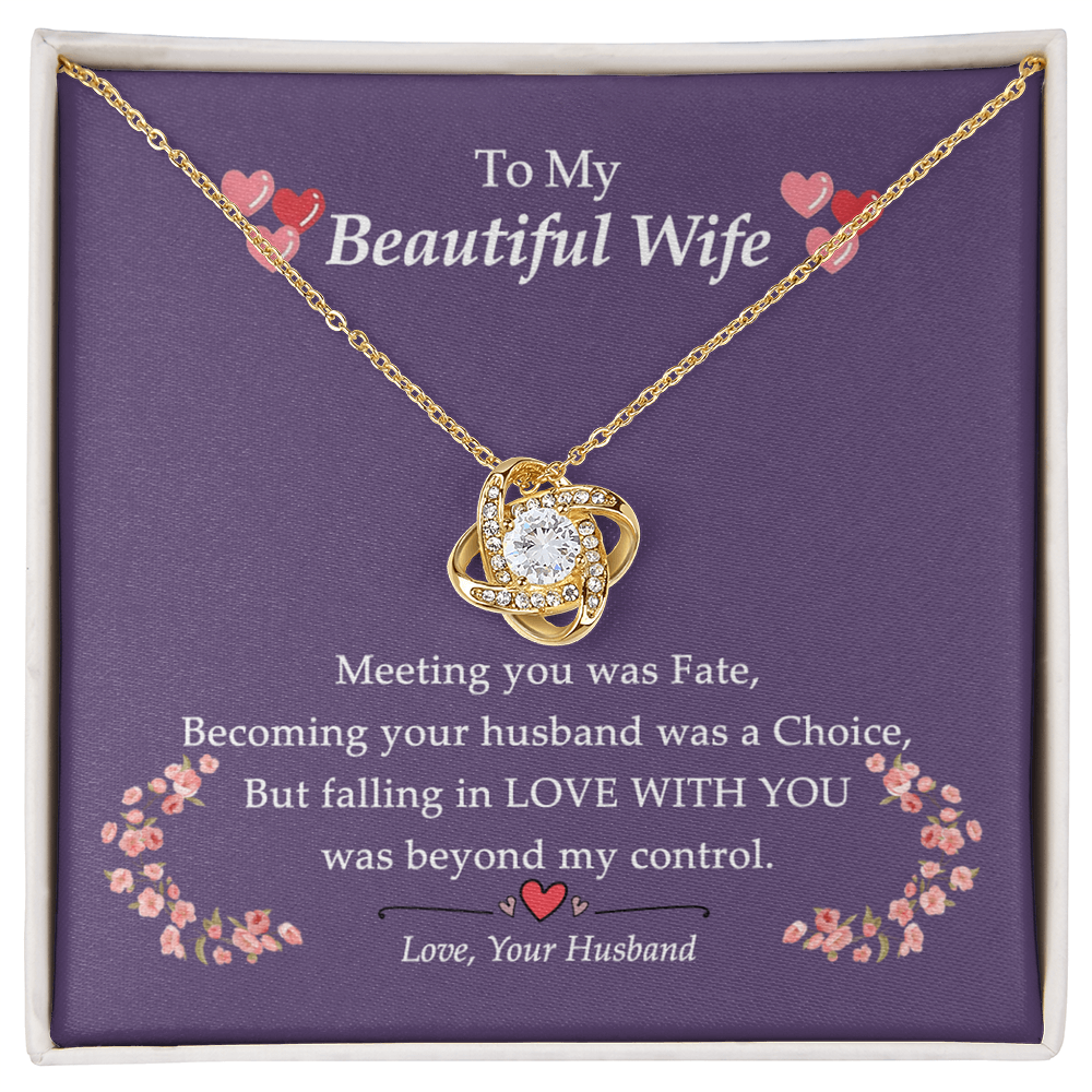 To My Beautiful Wife Necklace From Husband Love With You Pendant Gift For Wife, Wife Gift Necklace, Husband To Wife Gift Love Knot Pendant Gift From Men Jewelry Gift For Women Soulmate Gift Necklace