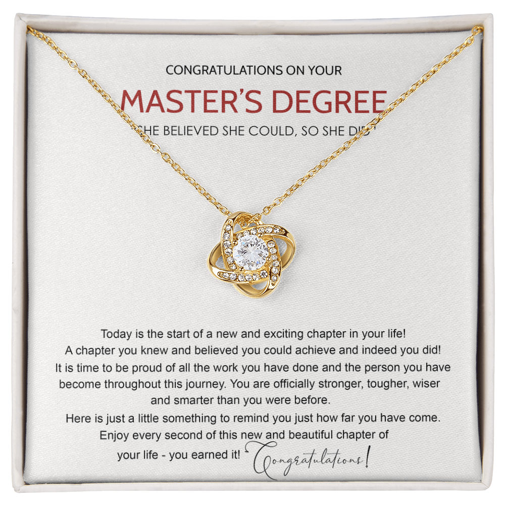 Master's Degree Gift Necklace, Graduation Gift Necklace For Masters Student, Graduation Class Of 2026 Love Knot Necklace, Congrats Graduation Pendants Gift For Daughter, Granddaughter, Niece
