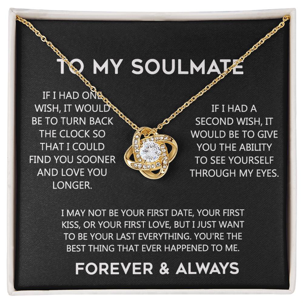 To My Soulmate Love Knot Necklace Gift From Husband, Boyfriend To Wife, Soulmate Gift Necklace On Valentines Day Anniversary, Christmas Gift Necklace for Her Romantic, Girlfriend Gift Necklace