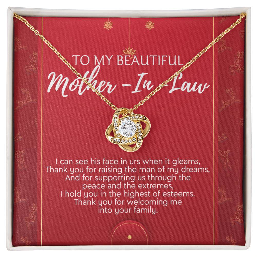 To My Beautiful Mother In Law Necklace, Gift Love Knot Necklace To My Beautiful Mother-in-law From Daughter Son To Mom Mother In Law Pendant Christmas Necklace Gift For Mother In Law Gift Necklace