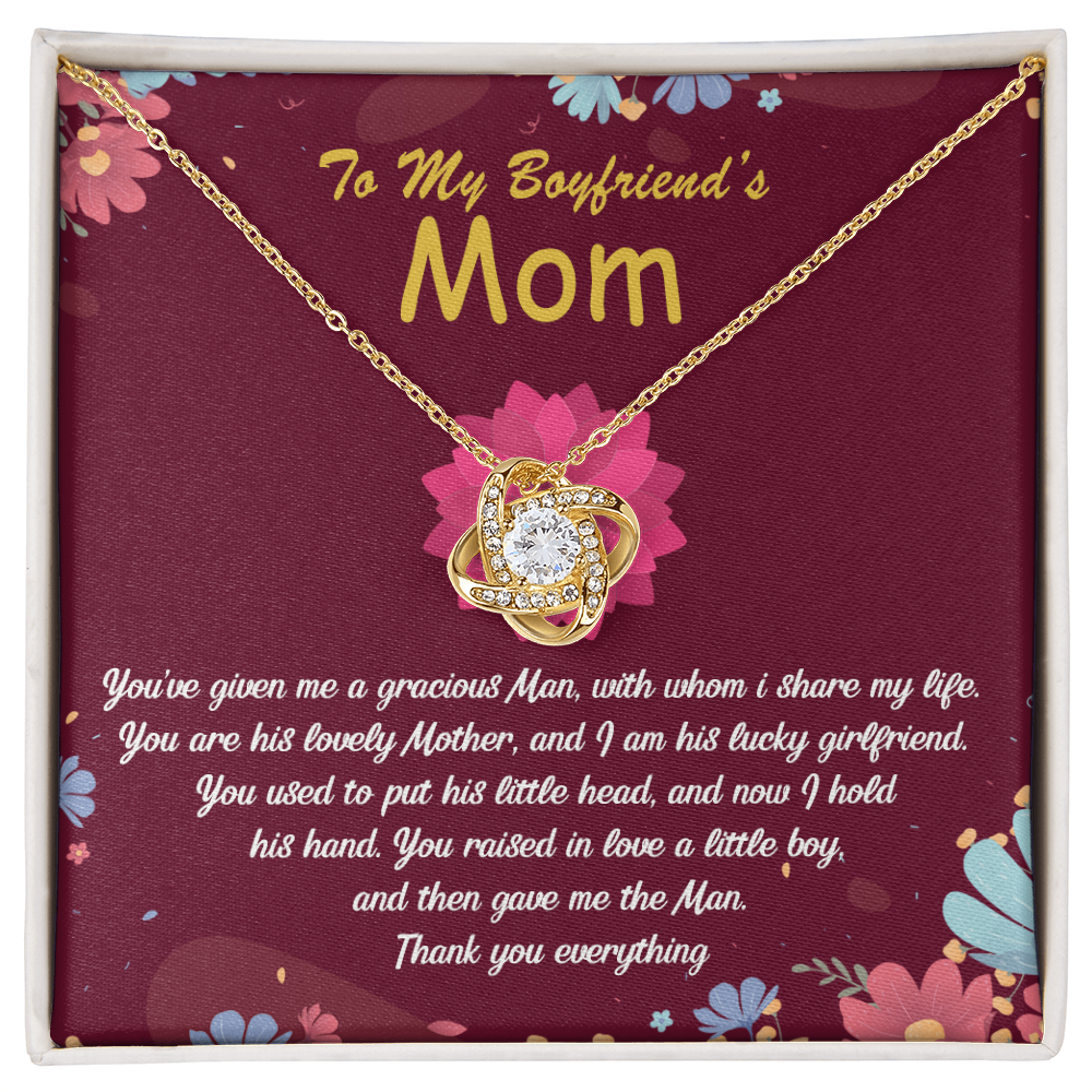 To My Boyfriends Mom Necklace From Girlfriend, Boyfriend's Mom Gift Necklace, Boyfriend Mom Gifts Jewelry For Boyfriend's Mom, Love Knot Necklace Gift For Boyfriends Mom On Mothers Day, Christmas