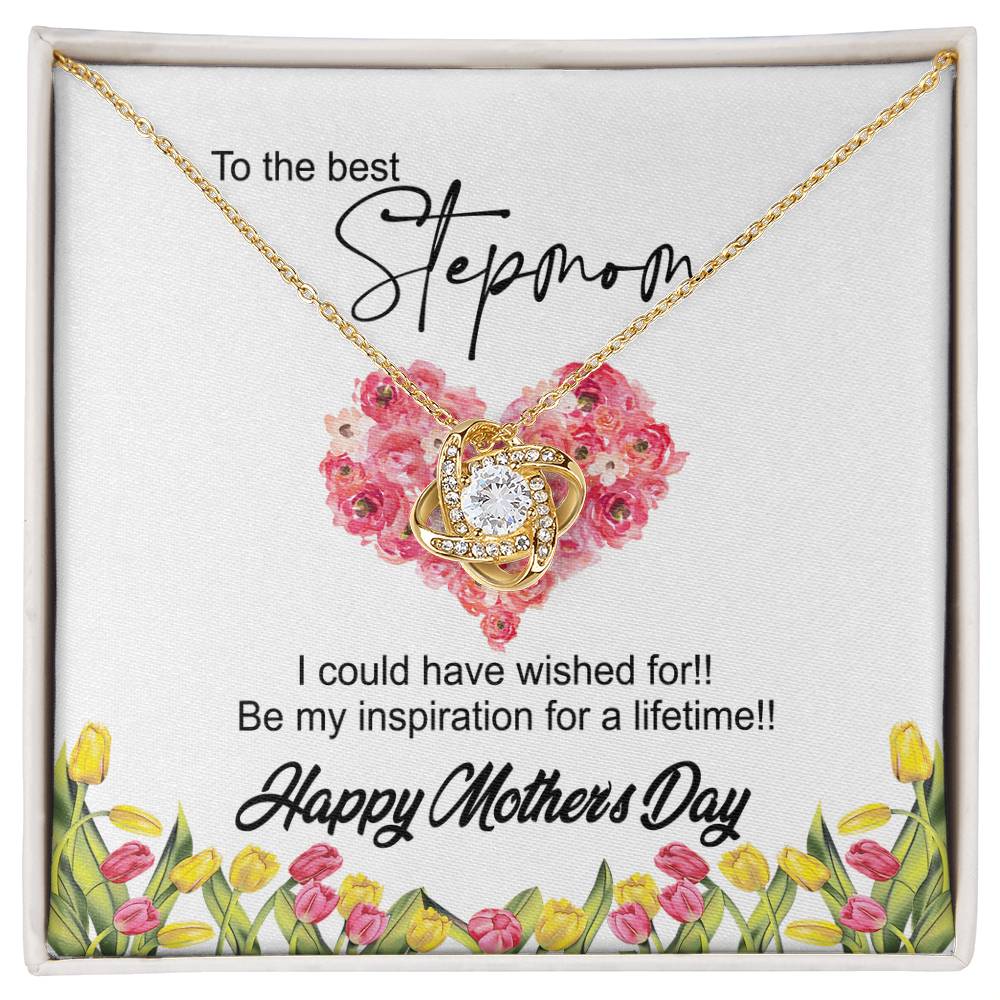 To The Best Stepmon Necklace, Happy Mother's Day Necklace Gift From Daughter, Son To My Step Mom Necklace From Daughter, Stepmom Gift Necklace, Boyfriend's Mom Gift Necklace, Love Knot Gift For Mom