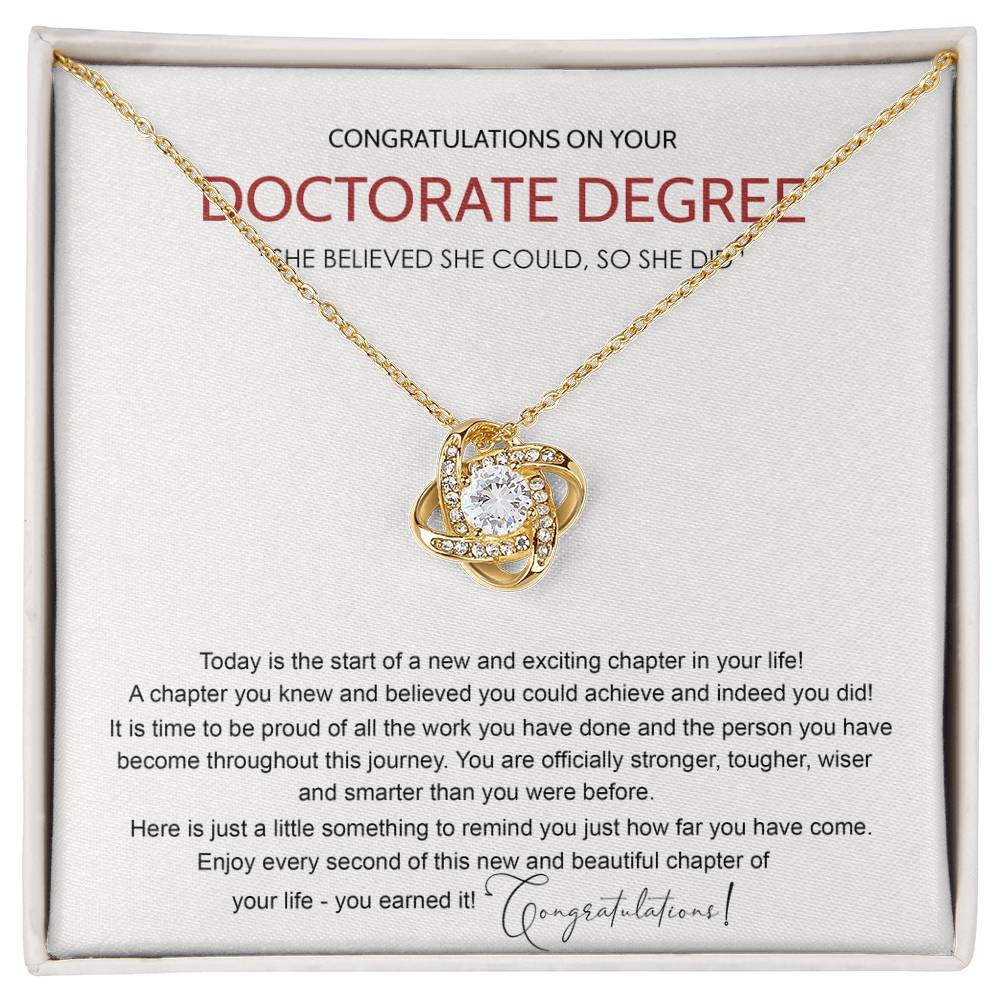Doctorate Degree Graduation Love Knot Necklace Gift On PhD Doctoral Graduation Gift Graduate Graduating Class of 2026 Necklace Congrats Graduation Knot Pendants Gift For Daughter, Granddaughter Niece