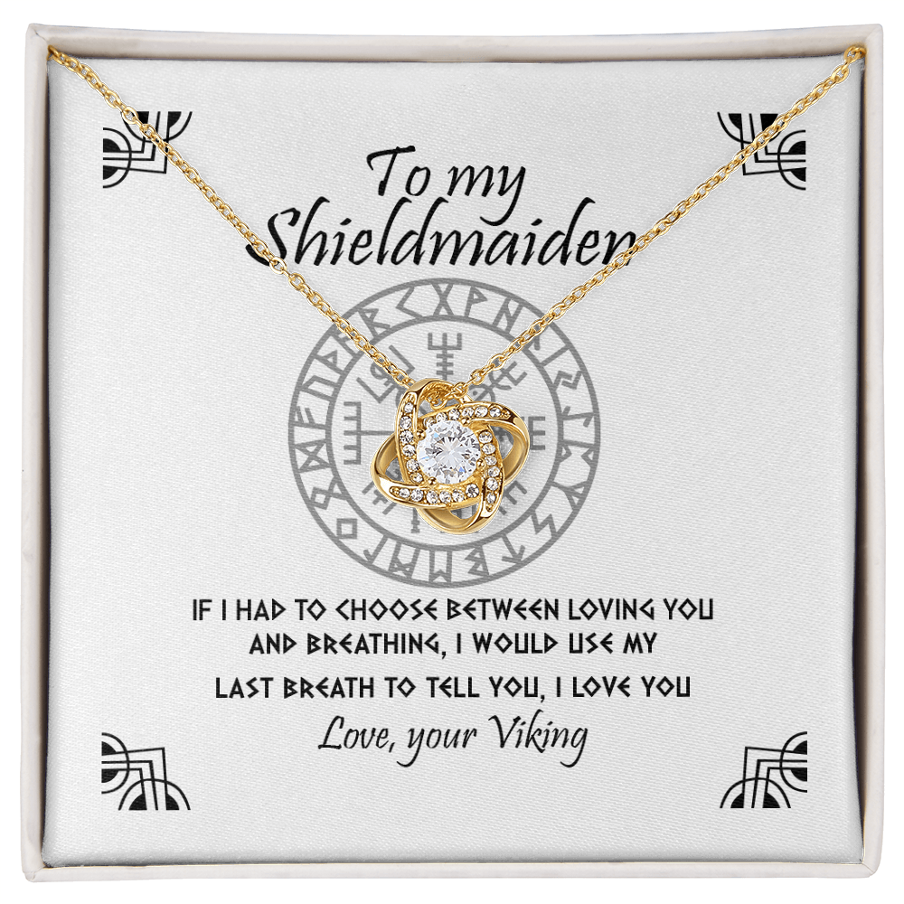 To My Shieldmaiden Necklace From Viking, Gift Neklace For Wife From Husband, Gift Pendant For Girlfriend From Boyfriend, Shieldmaiden Gift Love Knot Necklace On Birthday, Anniversary Valentine Day
