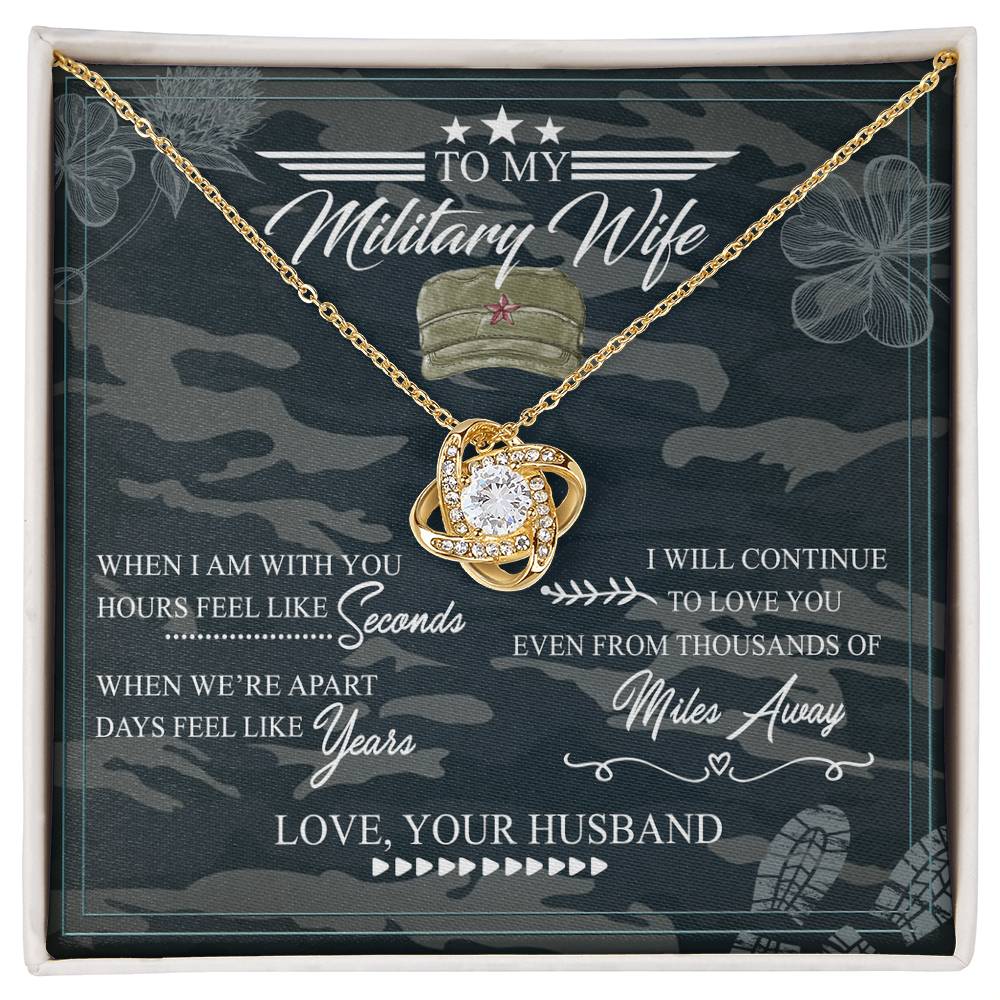 Military Wife Gift Necklace, Husband And Wife Love Knot Necklace, To My Military Wife Necklace From Husband - Veteran Necklace Gift For Wife, Jewelry Gift For Women, Soulmate Gift Necklace