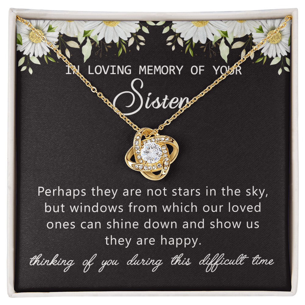 In Loving Memory Of Your Sister Love Knot Necklace, Sympathy Loss Of Sister Pendant, Sympathy Gift Box For Sister, Loss Of Sister Necklace For Sister, Condolence Gifts Pendant, Jewelry for Women