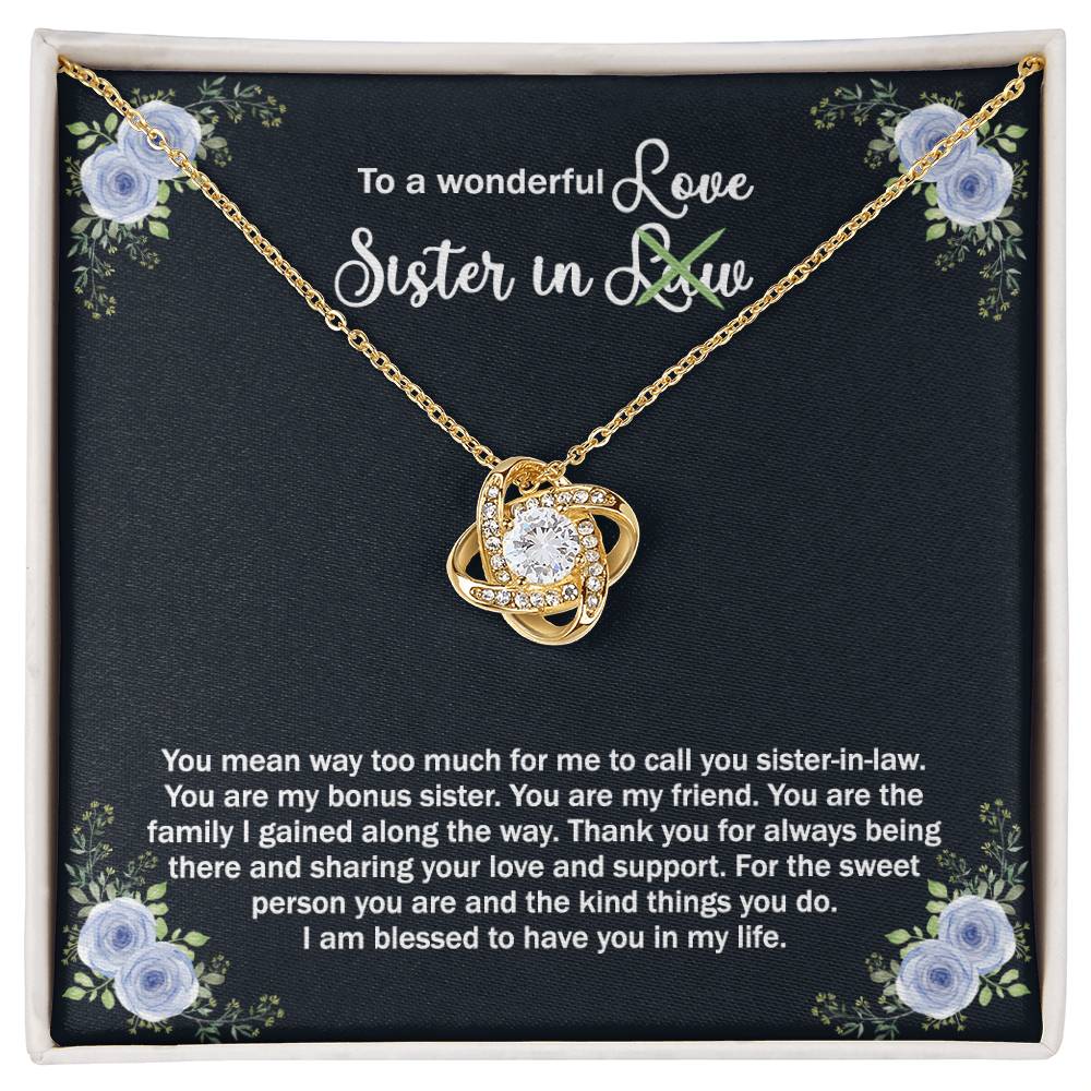 To A Wonderful Sister In Law Love Knot Necklace From Sister, I Love You Sister Gift Necklaces Sister-in-Law Gift Pendant Love Knot Jewelry Gift For Sister In Love Necklace, Unbiological Sister Gift