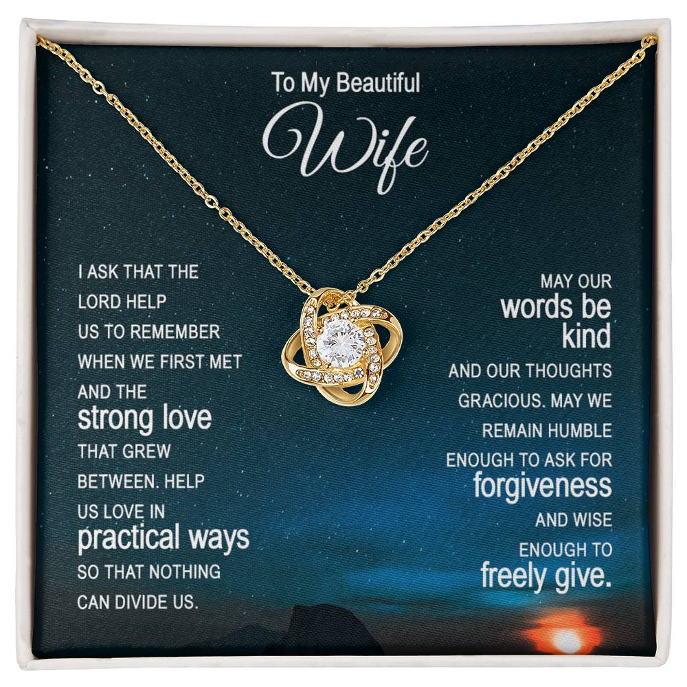 Beautiful Wife Gift Necklace, To My Wife Necklace From Husband, Wife Love Knot Necklace From Husband, Jewelry Gift For Women Badass Wife Gift Necklace, Soulmate Gift Necklace, Strong Love Pendant