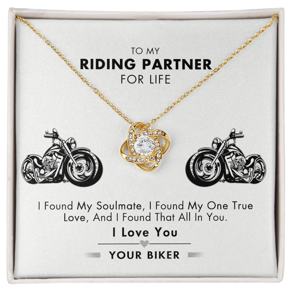Customized Gift Necklace, To My Riding Partner For Life Necklace Gift From Husband Love Knot Necklace And Message Card Gift Box For Riding Partner For Life Jewelry Pendant Gift For Women Soulmate