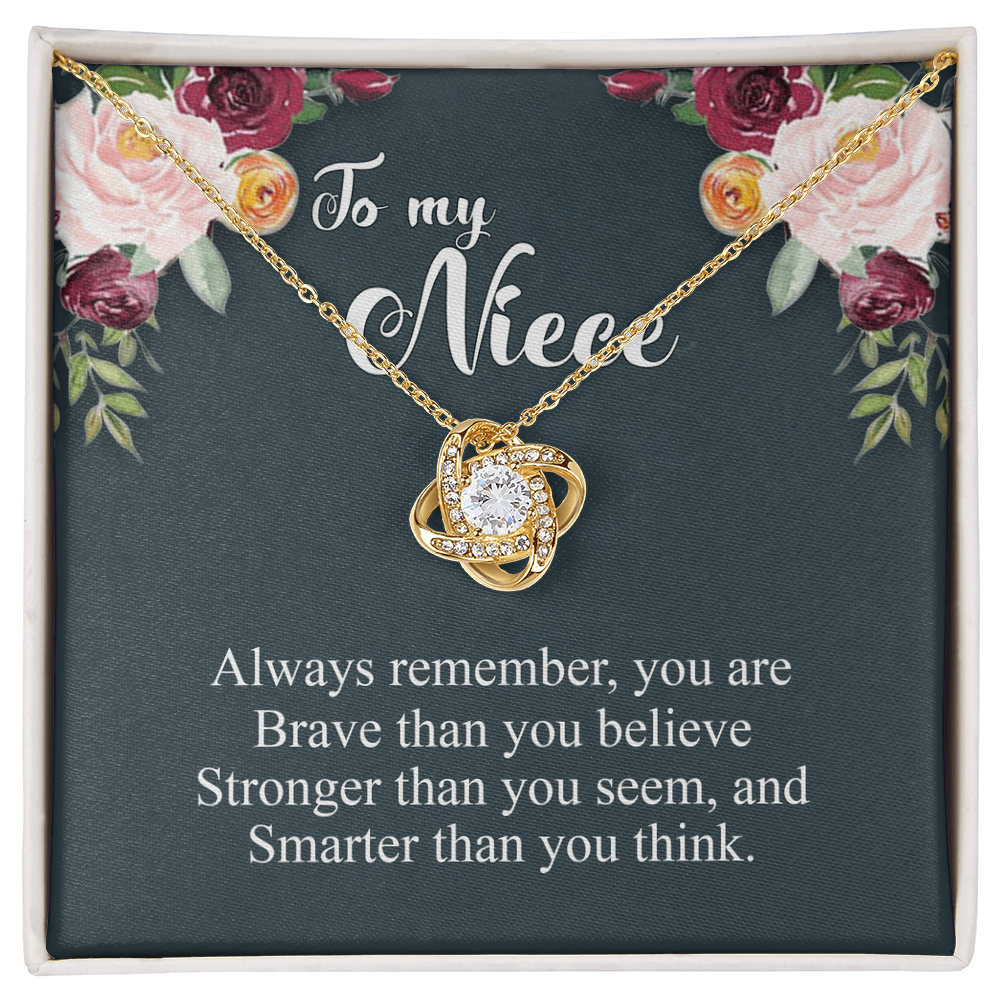 To My Niece Pendant Gift Necklace From Aunt, Niece Confirmation, Niece Birthday With Message Card and Gift Box Niece Necklace Gift from Aunt or Uncle You Are Braver, Smarter, Stronger Jewelry