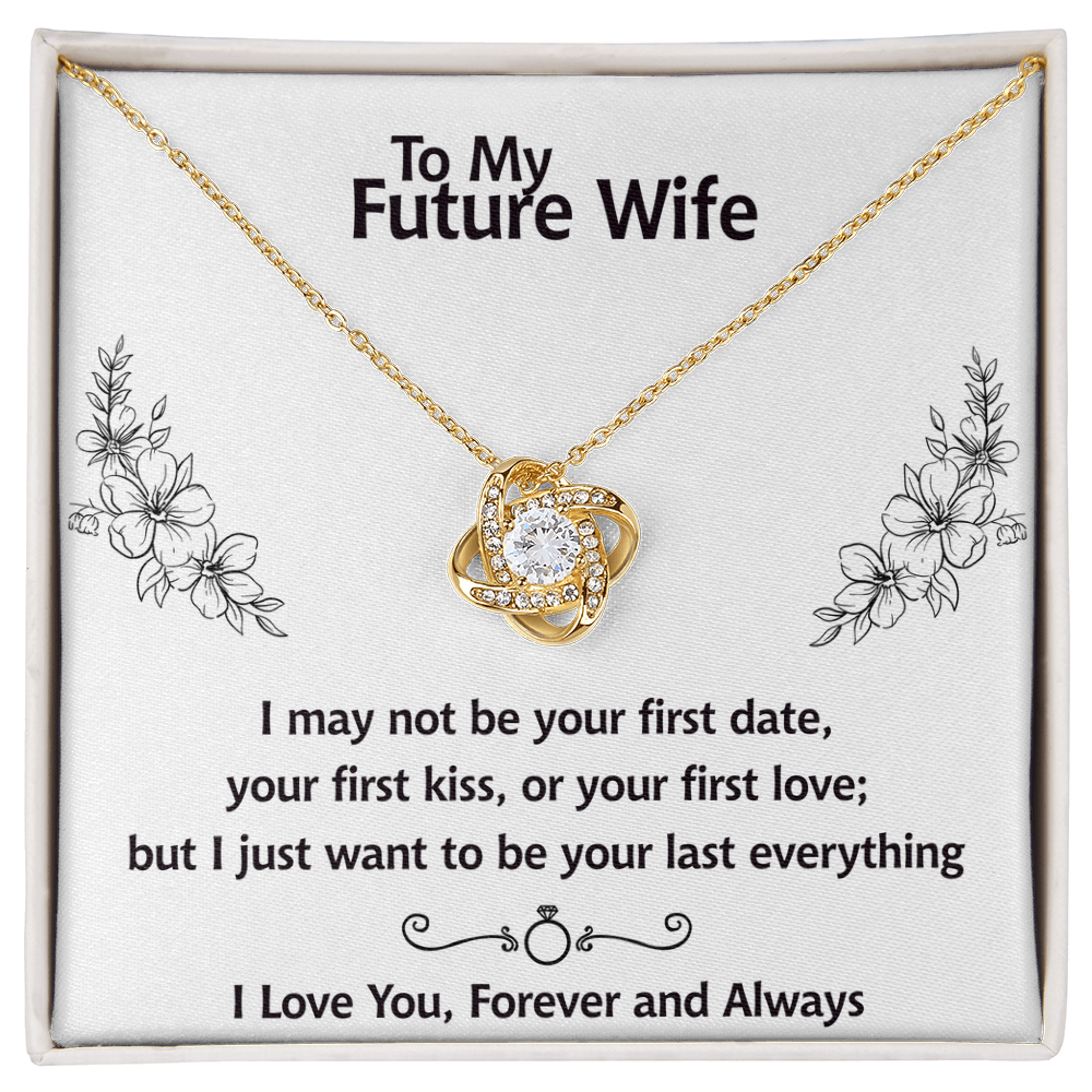 To My Future Wife Necklace, Love Knot Necklace For Girlfriend With Box And Message Card Soulmate Gift Necklace, Necklace For Her From Boyfriend, Jewelry Gift For Women, One Year Anniversary Pendant