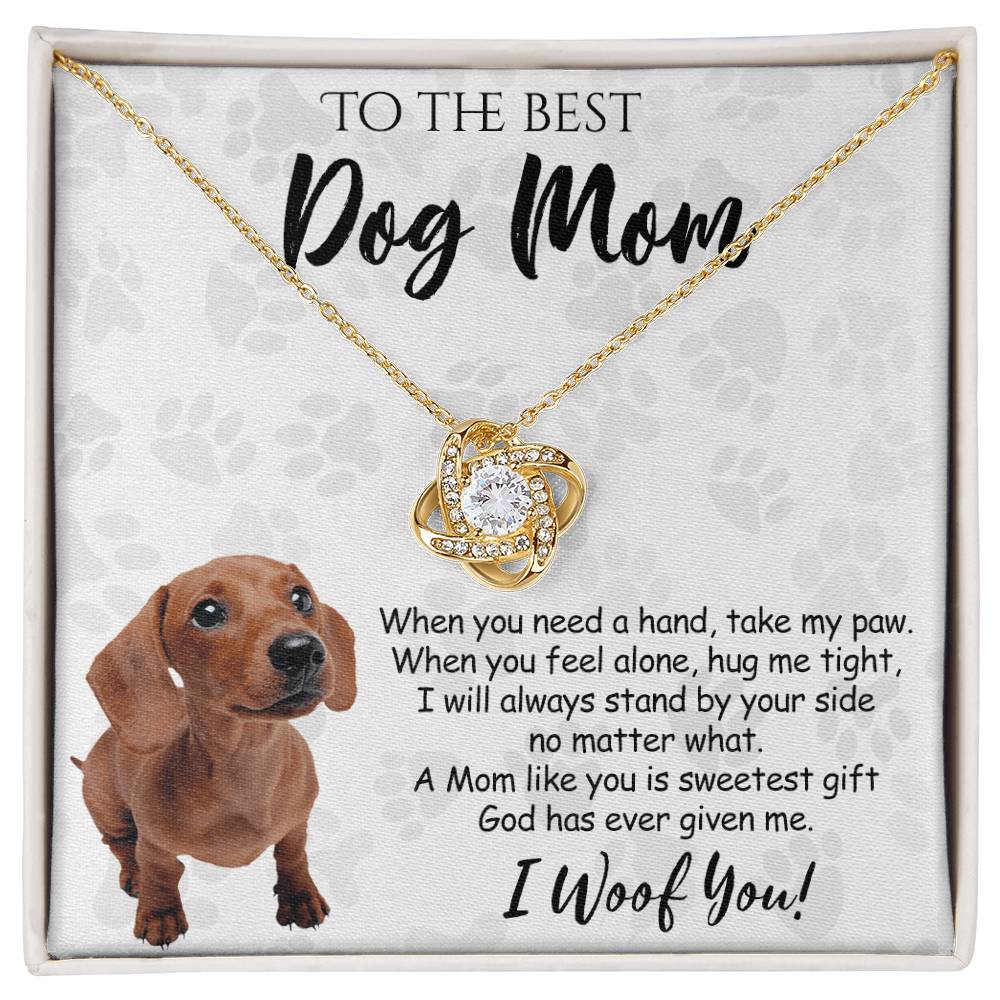 To The Best Dachshund Dog Mom Love Knot Necklace From Daughter Mother's Day Necklace Gift, Dachshund Love Knot Pendant, Jewelry Gift For Women, Dog Lovers Dachshund Gift Necklace, Dog Mom Necklace