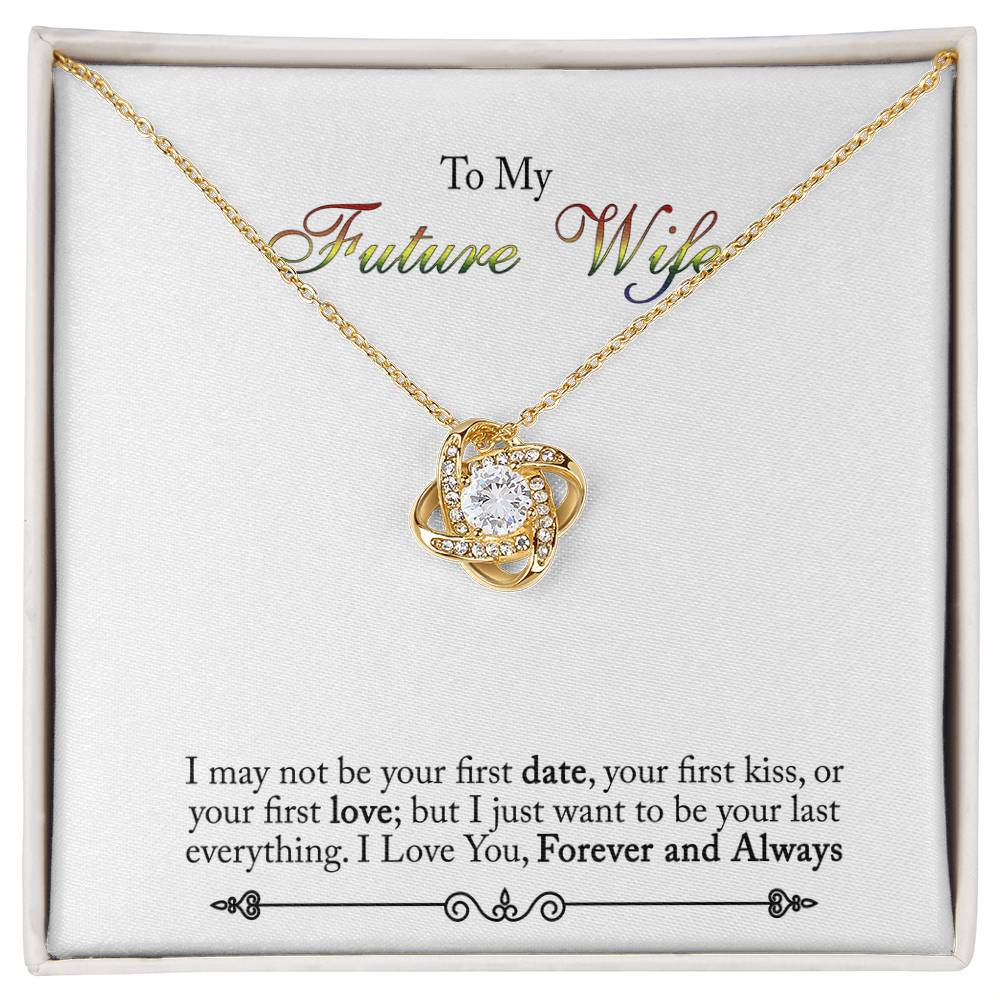 To My Future Wife Necklace Love Knot Necklace For Wife, Girlfriend With Box And Message Card, Soulmate Gifts, Necklace For Her From Boyfriend, Jewelry Gift For Bride Fiance, One Year Anniversary